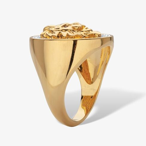 PalmBeach Yellow Gold-Plated Round Cubic Zirconia Lions Head Ring Sizes 6-13 in Saudi Arabia