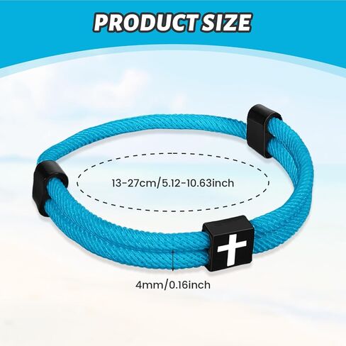 6 Pcs Braided Cross Bracelet for Men Adjustable Rope Jesus Christian Bracelet Religious Gift for Men Women WWJD Jewelry Wristband in Saudi Arabia