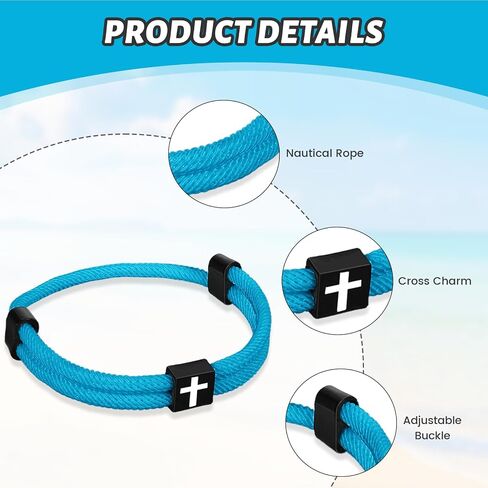 6 Pcs Braided Cross Bracelet for Men Adjustable Rope Jesus Christian Bracelet Religious Gift for Men Women WWJD Jewelry Wristband in Saudi Arabia