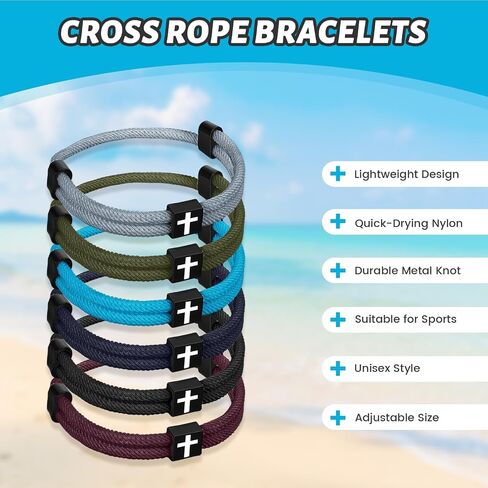 6 Pcs Braided Cross Bracelet for Men Adjustable Rope Jesus Christian Bracelet Religious Gift for Men Women WWJD Jewelry Wristband in Saudi Arabia