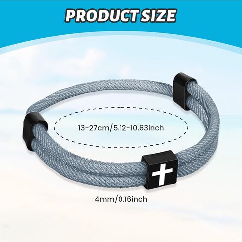 6 Pcs Braided Cross Bracelet for Men Adjustable Rope Jesus Christian Bracelet Religious Gift for Men Women WWJD Jewelry Wristband in Saudi Arabia