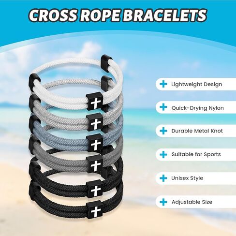 6 Pcs Braided Cross Bracelet for Men Adjustable Rope Jesus Christian Bracelet Religious Gift for Men Women WWJD Jewelry Wristband in Saudi Arabia