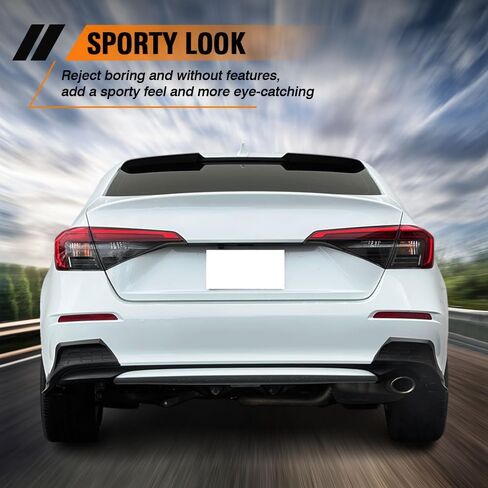Rear Roof Spoiler, Compatible with 2022-2025 Honda Civic 11th Gen 4-Door Sedan(Not Fit Hatchback), ABS Plastic Type R Painted Gloss Black Car Window Top Spoiler Lip Wing in Kuwait