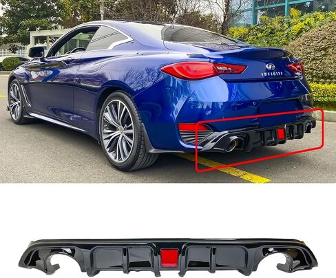 يناسب 2017-2022 إنفينيتي Q60 الناشر الخلفي لزعانف القرش الأسود اللامع مع ضوء الفرامل LED in Saudi Arabia