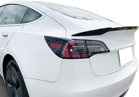 IKON MOTORSPORTS, Trunk Spoiler Compatible with 2017-2023 Tesla Model 3 Sedan 4-Door, IKON V Style Painted #PPSW White Water Pearl ABS Rear Wing Deck Lid in Saudi Arabia