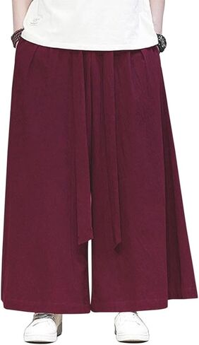HZCX FASHION Men Women Cotton Linen Palazzo Baggy Pants Fall Boho Wide Leg Casual Lounge Slacks Elastic Waist Comfy Trousers in Saudi Arabia