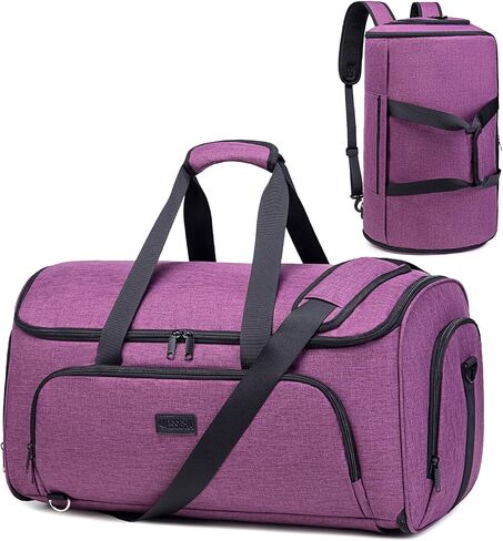 Convertible Garment Bag with Shoulder Strap, Garment Duffle Bags for Travel 4 in 1 Foldable Weekender Travel Backpack Garment Bag for Men Women, Suit Bag with Shoes Compartment,Purple in Kuwait