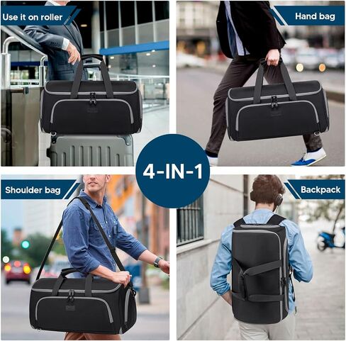 حقيبة ملابس قابلة للتحويل مع حزام كتف، حقائب دفل للملابس للسفر 4 في 1 حقيبة ظهر قابلة للطي للسفر في عطلة نهاية الأسبوع للرجال والنساء، حقيبة بدلة مع حجرة للأحذية، أرجواني in Kuwait