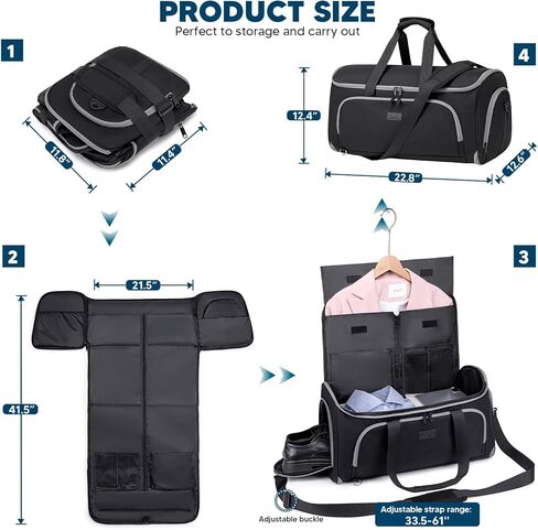 حقيبة ملابس قابلة للتحويل مع حزام كتف، حقائب دفل للملابس للسفر 4 في 1 حقيبة ظهر قابلة للطي للسفر في عطلة نهاية الأسبوع للرجال والنساء، حقيبة بدلة مع حجرة للأحذية، أرجواني in Kuwait