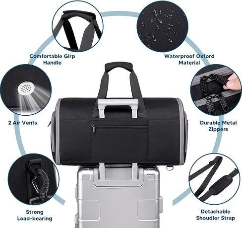 حقيبة ملابس قابلة للتحويل مع حزام كتف، حقائب دفل للملابس للسفر 4 في 1 حقيبة ظهر قابلة للطي للسفر في عطلة نهاية الأسبوع للرجال والنساء، حقيبة بدلة مع حجرة للأحذية، أرجواني in Kuwait