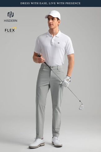 بنطال جولف HISDERN Flex 503 للرجال بقصة ضيقة 30 بوصة/32 بوصة/34 بوصة قابل للتمدد سريع الجفاف وخفيف الوزن للعمل الكاجوال مع 5 جيوب in Kuwait