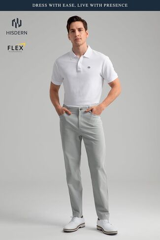 بنطال جولف HISDERN Flex 503 للرجال بقصة ضيقة 30 بوصة/32 بوصة/34 بوصة قابل للتمدد سريع الجفاف وخفيف الوزن للعمل الكاجوال مع 5 جيوب in Kuwait