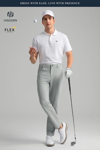 بنطال جولف HISDERN Flex 503 للرجال بقصة ضيقة 30 بوصة/32 بوصة/34 بوصة قابل للتمدد سريع الجفاف وخفيف الوزن للعمل الكاجوال مع 5 جيوب in Kuwait