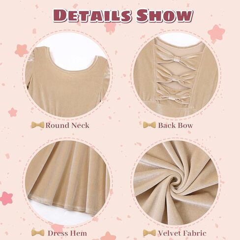 فساتين مخملية للفتيات بأكمام طويلة وظهر على شكل فيونكة لحفلات العطلات، ملابس للأطفال الصغار في الخريف والشتاء، من عمر 3 إلى 8 سنوات in Kuwait