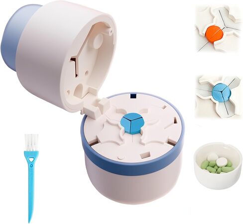 1/3 Pill Cutter with Storage, Professional 1/2 & 3 in 1 Pill Splitter for Small or Large Pills, Precise & Easy Stainless Steel Blade (Blue) in Kuwait