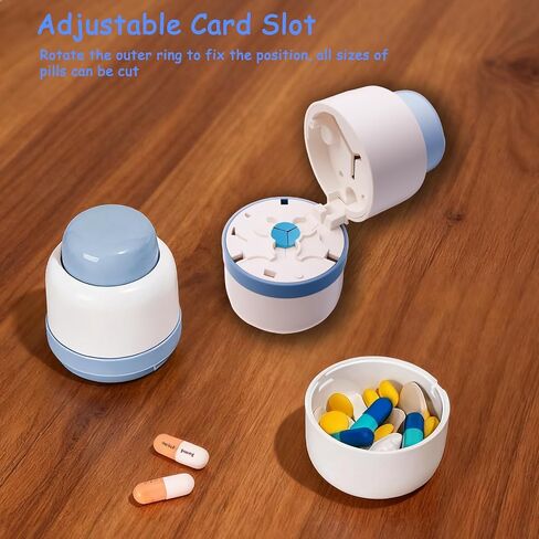 1/3 Pill Cutter with Storage, Professional 1/2 & 3 in 1 Pill Splitter for Small or Large Pills, Precise & Easy Stainless Steel Blade (Blue) in Kuwait