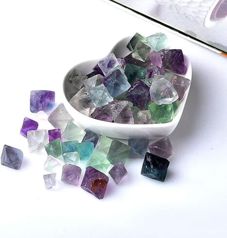 Loverain 0.5 Lb Natural Raw Green/Purple Flourite Octahedron Rhombus Crystals for Lapidary,Wire Wrapping,Wicca and Reiki Crystal Healing in Kuwait