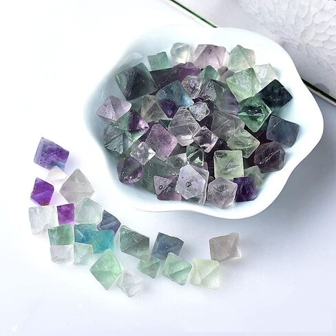 Loverain 0.5 Lb Natural Raw Green/Purple Flourite Octahedron Rhombus Crystals for Lapidary,Wire Wrapping,Wicca and Reiki Crystal Healing in Kuwait