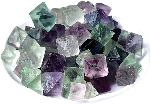 Loverain 0.5 Lb Natural Raw Green/Purple Flourite Octahedron Rhombus Crystals for Lapidary,Wire Wrapping,Wicca and Reiki Crystal Healing in Kuwait