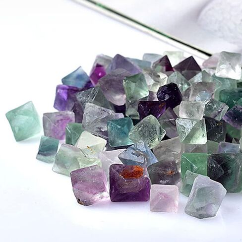 Loverain 0.5 Lb Natural Raw Green/Purple Flourite Octahedron Rhombus Crystals for Lapidary,Wire Wrapping,Wicca and Reiki Crystal Healing in Kuwait