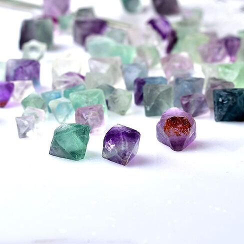 Loverain 0.5 Lb Natural Raw Green/Purple Flourite Octahedron Rhombus Crystals for Lapidary,Wire Wrapping,Wicca and Reiki Crystal Healing in Kuwait