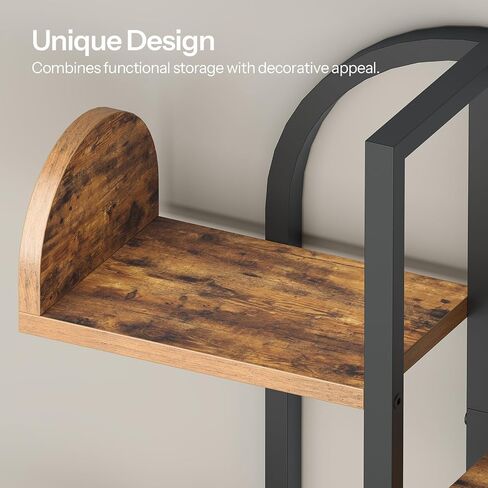 HOOBRO Tree Floating Shelves for Wall, Arc-Shaped Wall Mounted Shelf, 6-Tier Multi-Functional Hanging Bookshelf for Storage, Living Room, Bedroom, Home Office, Rustic Brown and Black BF56BJ01 in Saudi Arabia