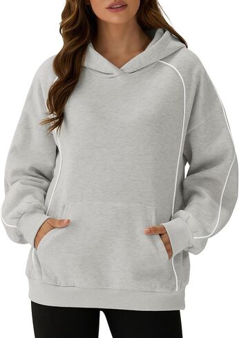 ZAFUL Womens Seam Oversized Hoodies Fleece Comfy Sweatshirts Fall Fashion Casual Pullover Tops 2025 Winter Clothes in Saudi Arabia