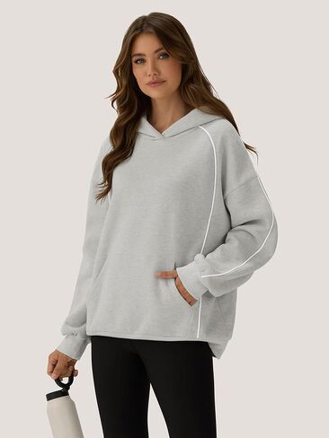 ZAFUL Womens Seam Oversized Hoodies Fleece Comfy Sweatshirts Fall Fashion Casual Pullover Tops 2025 Winter Clothes in Saudi Arabia