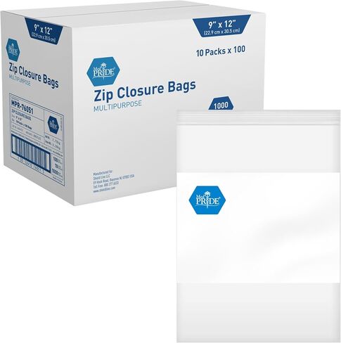 MED PRIDE Reusable Clear Zip Closure Bags [Bulk Pack of 1000] Strong Plastic Storage Bags With Zipper| Medical Zip Bags With Writing Block For Labeling| Medium Size (4'' x 6'') in Saudi Arabia