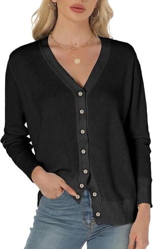 Women's Long Sleeve Knit Cardigan – Button-Up Sweater for Fall & Winter in Saudi Arabia