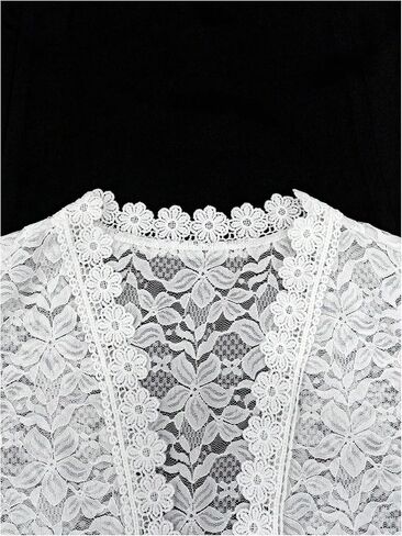 GORGLITTER Women's Floral Lace Short Sleeve Cropped Cardigan for Dress Crochet Open Front Bolero Shrugs Cardigan Blazer in Saudi Arabia