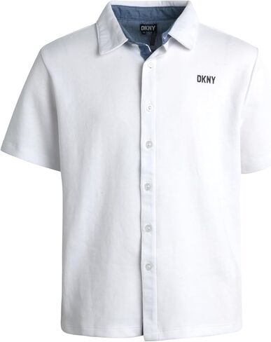 طقم سراويل للأولاد من DKNY - قطعتين من قميص بولو بأكمام قصيرة وسروال تقني - مجموعة ملابس كاملة للأولاد (8-12) in Saudi Arabia