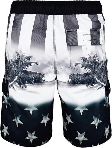شورت رجالي من US Apparel مستوحى من العلم الأمريكي، أسود الشاطئ، مقاس متوسط ​​(32 بوصة - 34 بوصة) in Kuwait