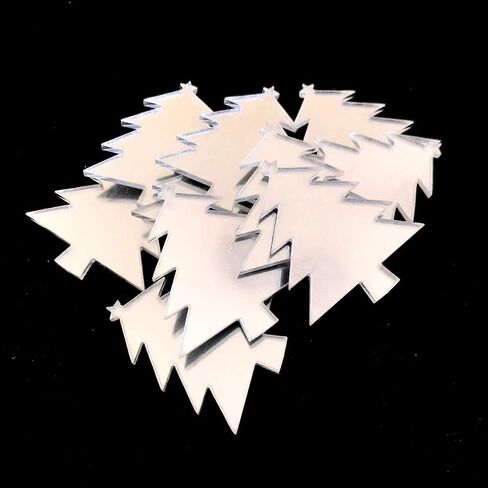 Super Cool Creations Christmas Tree Shaped Crafting Mirrors, Set of 10, Many Colours, Shatterproof Acrylic, Gold Mirror, Pack of 10 x 7cm in Saudi Arabia