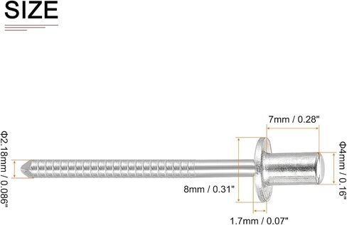 3.2mm x 10mm (DxL) Blind Rivets - 50Pack - Good for Machinery Joining - 304 Stainless Steel Dome Closed End Rivet in Saudi Arabia