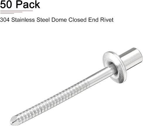 3.2mm x 10mm (DxL) Blind Rivets - 50Pack - Good for Machinery Joining - 304 Stainless Steel Dome Closed End Rivet in Saudi Arabia