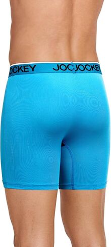 Jockey Men's Underwear Chafe Proof Pouch Microfiber 6" Boxer Brief - 3 Pack, Aqua/Grey/Blue, S in Saudi Arabia