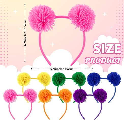 Bear Ears Headband Costume POM Head Bopper with Plush Ball for Halloween Carnival Party Cosplay Accessories in Saudi Arabia