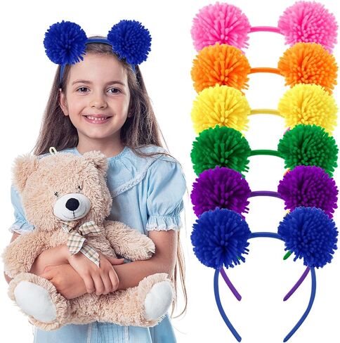 Bear Ears Headband Costume POM Head Bopper with Plush Ball for Halloween Carnival Party Cosplay Accessories in Saudi Arabia