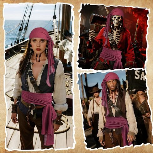 Halloween Pirate Costume Accessories Medieval Costume Bandana Pirate Sash for Women Men Renaissance Cosplay in Saudi Arabia