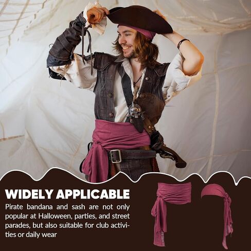 Halloween Pirate Costume Accessories Medieval Costume Bandana Pirate Sash for Women Men Renaissance Cosplay in Saudi Arabia