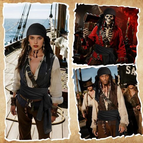 Halloween Pirate Costume Accessories Medieval Costume Bandana Pirate Sash for Women Men Renaissance Cosplay in Saudi Arabia