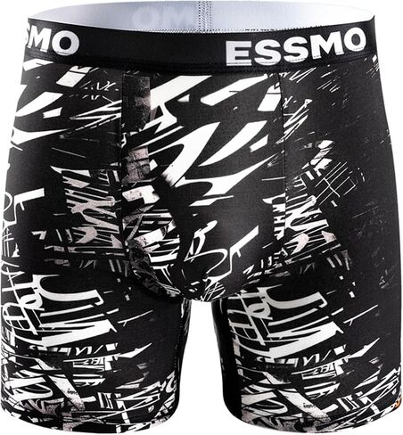 Mens Boxer Briefs Long Length 4 Way Stretch Letter Print Soft Underwear for Men in Saudi Arabia