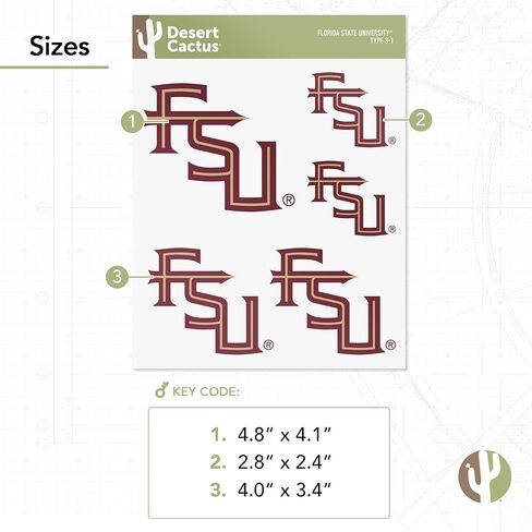 Desert Cactus Florida State University Stickers Seminoles FSU Vinyl Decals Laptop Water Bottle Car Scrapbook T3 (Type 3-2) in Saudi Arabia