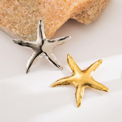 Ocean Starfish Brooch Pin for Women Gold Plated Stainless Steel Fashion Sea Star Marine Style Brooches Lapel Pins Cute Dress Accessories Birthday Beachy Party Jewelry Gift in Saudi Arabia