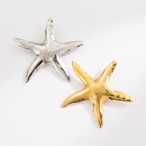 Ocean Starfish Brooch Pin for Women Gold Plated Stainless Steel Fashion Sea Star Marine Style Brooches Lapel Pins Cute Dress Accessories Birthday Beachy Party Jewelry Gift in Saudi Arabia
