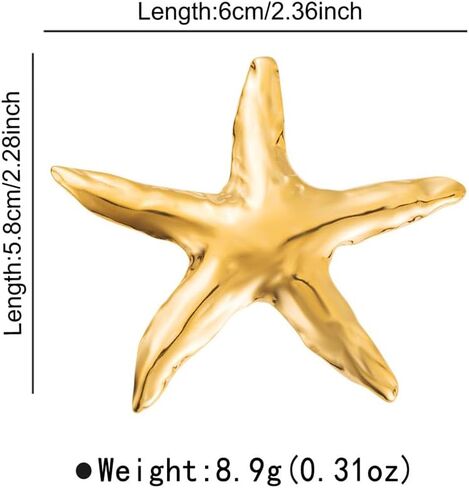Ocean Starfish Brooch Pin for Women Gold Plated Stainless Steel Fashion Sea Star Marine Style Brooches Lapel Pins Cute Dress Accessories Birthday Beachy Party Jewelry Gift in Saudi Arabia