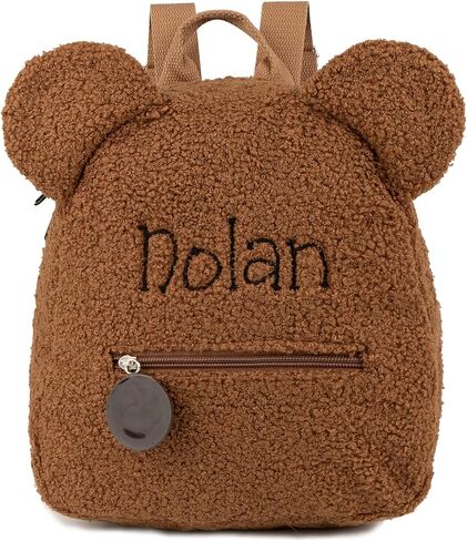 MT WORLD Plush Teddy Bear Backpack Personalized Toddler Backpack for Boys Girls Fuzzy Bear Ears Head Backpack Soft Daycare Backpack Mini Shoulder Bag Purse Gifts (Beige) in Saudi Arabia