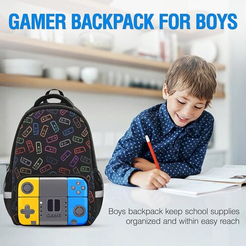 حقيبة ظهر للأولاد للمدرسة، حقيبة ظهر للألعاب للأولاد والأطفال، حقيبة كتب للأولاد لطلاب المدارس الابتدائية المتوسطة، حقيبة كتب لألعاب الفيديو للصبي والأطفال في سن المراهقة من 6 إلى 14،17 بوصة in Kuwait