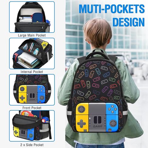 حقيبة ظهر للأولاد للمدرسة، حقيبة ظهر للألعاب للأولاد والأطفال، حقيبة كتب للأولاد لطلاب المدارس الابتدائية المتوسطة، حقيبة كتب لألعاب الفيديو للصبي والأطفال في سن المراهقة من 6 إلى 14،17 بوصة in Kuwait